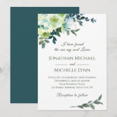 Floral Blue White Gold Turquoise Christelijk Weddi Kaart (Voorkant / Achterkant)