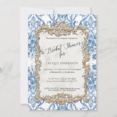 Floral Blue White  Rococo Vrijgezellenfeest Kaart (Voorkant)