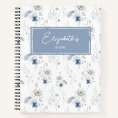 Floral Blue Wildflower gepersonaliseerd recept Notitieboek (Voorkant)