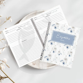Floral Blue Wildflower gepersonaliseerd recept Notitieboek