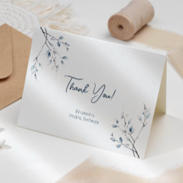 Floral Blue Winter Botanical Dank u kaart