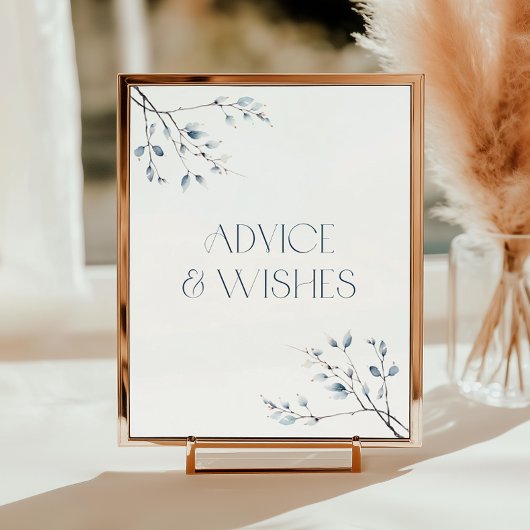 Floral Blue Winter Botanisch advies en wensen Poster