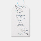 Floral Blue Winter Botanisch Vrijgezellenfeest Cadeaulabel (Voorkant)