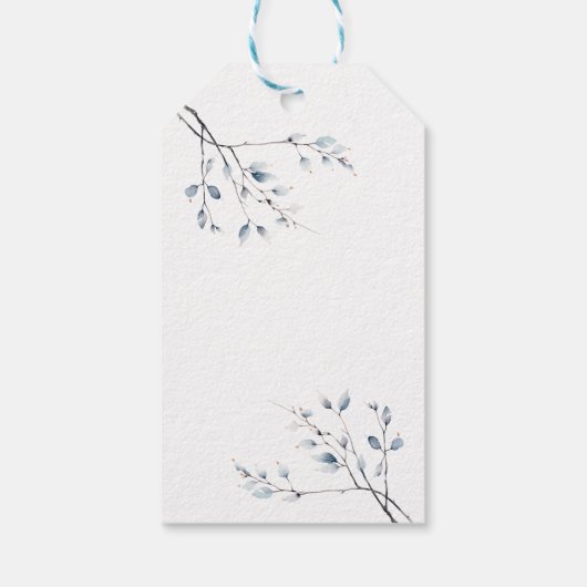Floral Blue Winter Botanisch Vrijgezellenfeest Cadeaulabel (Achterkant)