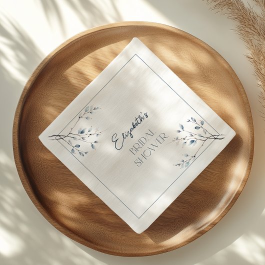 Floral Blue Winter Botanisch Vrijgezellenfeest Servet