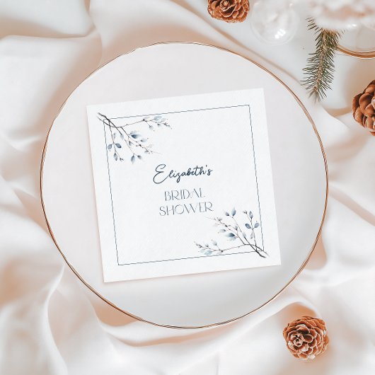 Floral Blue Winter Botanisch Vrijgezellenfeest Servet