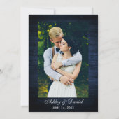 Floral Blue Wood Geometric Gold Foto terug Kaart (Achterkant)