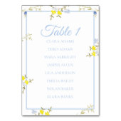 Floral Blue & Yellow Wedding Seating Chart Card Kaart (Voorkant)