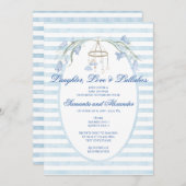 Floral Bluebell Mobile Celestial Boy Baby shower Kaart (Voorkant / Achterkant)