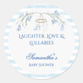 Floral Bluebell Mobile Celestial Boy Baby shower Ronde Sticker