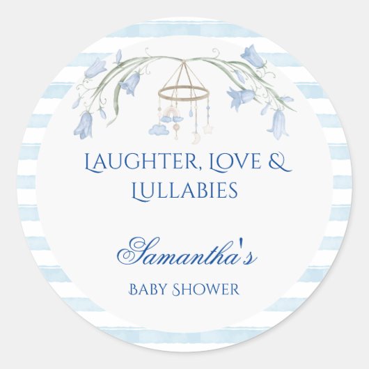 Floral Bluebell Mobile Celestial Boy Baby shower Ronde Sticker (Voorkant)