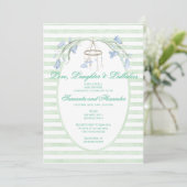 Floral Bluebell Mobile Celestial Mint Baby shower Kaart (Staand voorkant)