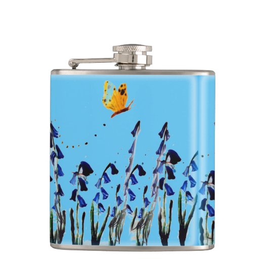 Floral Bluebells Butterfly Custom Color Heupfles (Voorkant)