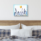 Floral Bluebells Yellow Butterfly Canvas Afdruk (Insitu (Slaapkamer))