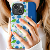 Floral Blueberry aangepaste gepersonaliseerde naam Case-Mate iPhone Case