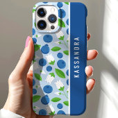 Floral Blueberry aangepaste gepersonaliseerde naam Case-Mate iPhone Case