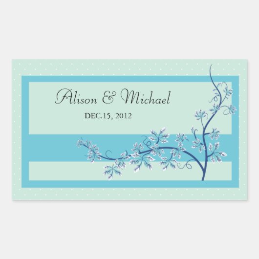 Floral Bluek-Wedding Seal Rechthoekige Sticker (Voorkant)