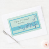 Floral Bluek-Wedding Seal Rechthoekige Sticker (Envelop)
