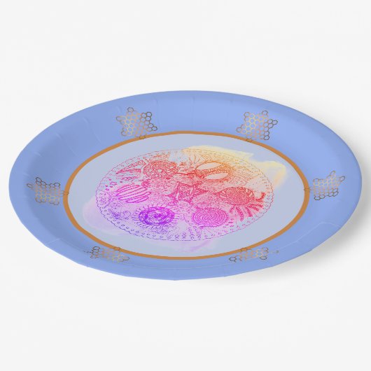 Floral Blues Abstract Pascha Seder Bord (Gekanteld)