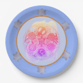 Floral Blues Abstract Pascha Seder Bord (Voorkant)