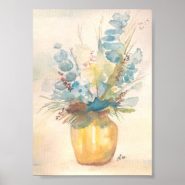 Floral Blues Premium Canvas Poster (5x7)