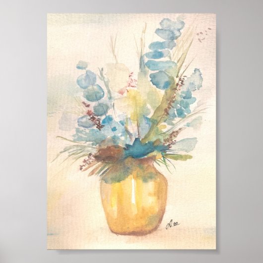 Floral Blues Premium Canvas Poster (5x7) (Voorkant)