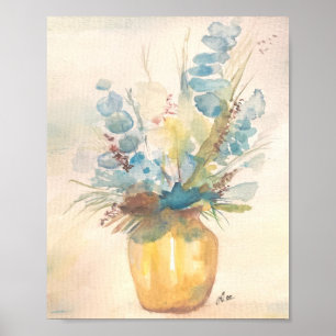 Floral Blues Premium Canvas Poster (8x10)