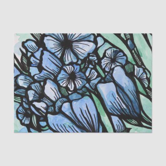 Floral Blues Tissuepapier (Voorkant)