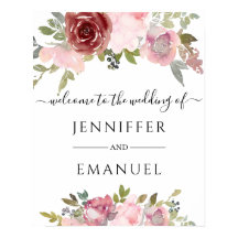 floral blush aangepaste naam bruiloft welkomstteke