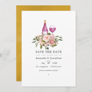 Floral Blush and Gold Wine Tasting Weddenschap Save The Date