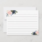 Floral Blush and Navy Recipe Card RSVP Kaartje (Achterkant)