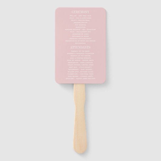 Floral Blush and Roos Gold Wedding Programme Handwaaier (Achterkant)