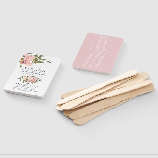 Floral Blush and Roos Gold Wedding Programme Handwaaier (Niet-gemonteerd)