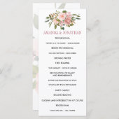 Floral Blush and Roos Gold Wedding Programme Programmakaart (Voorkant / Achterkant)