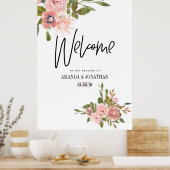 Floral Blush and Roos Gold Wedding Welcome Poster (Keuken)