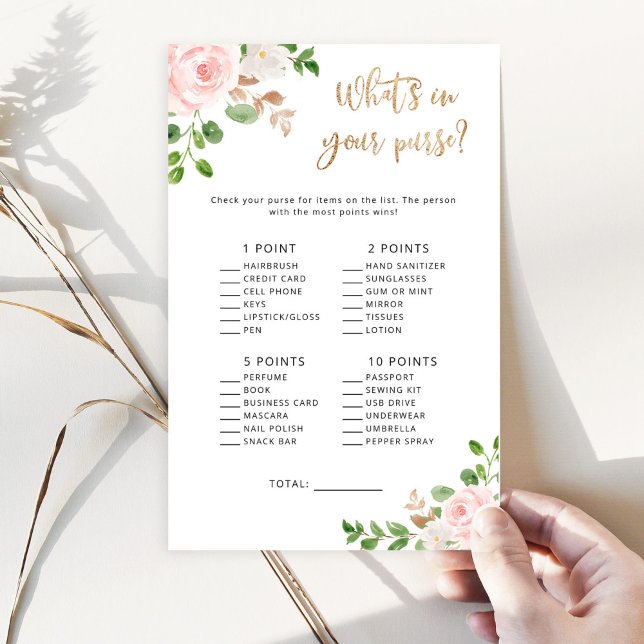 Floral blush baby shower wat er in je handtas zit (Creator heeft geüpload)