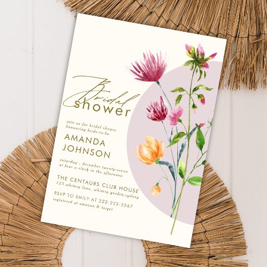 Floral Blush Bohemian Elegant Bridal Shower Kaart
