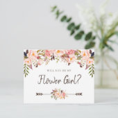 Floral Blush Boho Chic zal je mijn Bloemenmeisje z Feestdagenkaart (Staand voorkant)