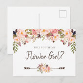 Floral Blush Boho Chic zal je mijn Bloemenmeisje z Feestdagenkaart (Voorkant / Achterkant)