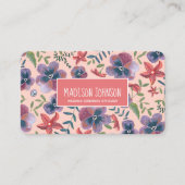 Floral blush boho Waterverf Flowers Visitekaartje (Voorkant)