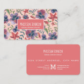 Floral blush boho Waterverf Flowers Visitekaartje (Voorkant / Achterkant)