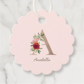 Floral blush bouquet gepersonaliseerde letter " A  Bedankjes Labels (Voorkant)