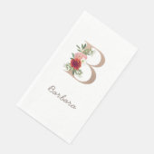 Floral blush bouquet gepersonaliseerde letter " B  Servet (Hoek)