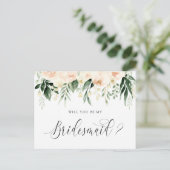 Floral Blush Bouquet zal je mijn Bridesmaid zijn Feestdagenkaart (Staand voorkant)