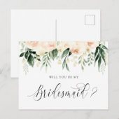 Floral Blush Bouquet zal je mijn Bridesmaid zijn Feestdagenkaart (Voorkant / Achterkant)