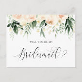 Floral Blush Bouquet zal je mijn Bridesmaid zijn Feestdagenkaart (Voorkant)