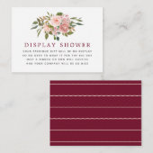 Floral Blush & Bourgogne Baby shower Display Showe Informatiekaartje (Voorkant / Achterkant)