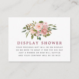 Floral Blush & Bourgogne Baby shower Display Showe Informatiekaartje