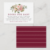 Floral Blush & Burgundy Baby shower Book Request Informatiekaartje (Voorkant / Achterkant)
