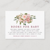 Floral Blush & Burgundy Baby shower Book Request Informatiekaartje (Voorkant)